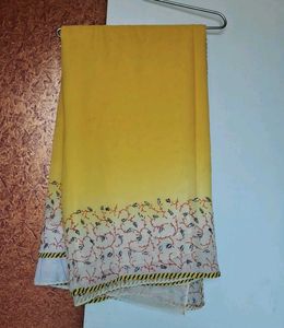 Yellow Printed Saree