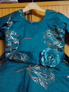 Teal &amp; Gold Girls&#39; Party Dress