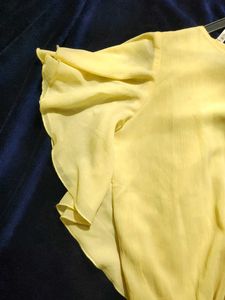 Yellow Ruffle sleeves Top