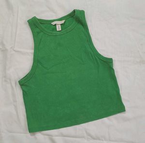 Green Ribbed Tank Top