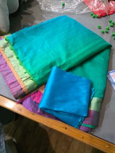 Elegant Green &amp; Blue Saree