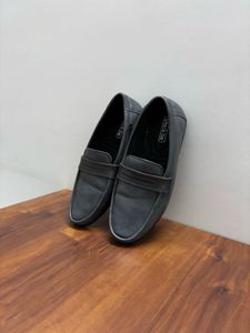 Gray Leather Loafers