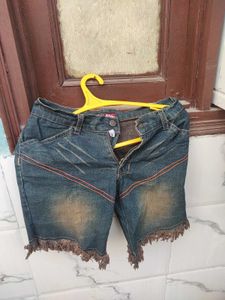Denim Frayed Shorts