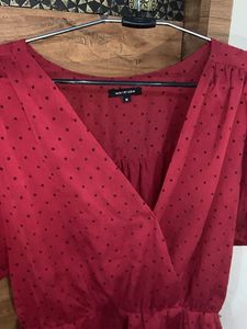 Red Polka Dot Peplum Top