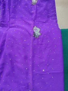 Purple Saree With Bead Work For Women