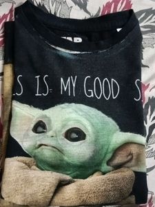 Black And Brown Yoda Print Tshirt For 3 To 4 Year