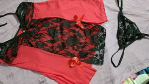 Black Lace Babydoll Lingerie Set Of 2