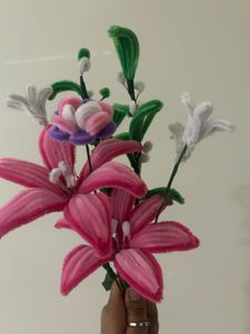 Pink Lily Pipe cleaner flower bunch