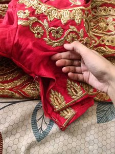 Red and Gold Embroidered Lehenga