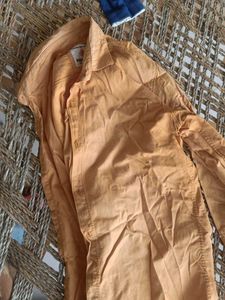 Peach Red Long Sleeve Button Down Shirt