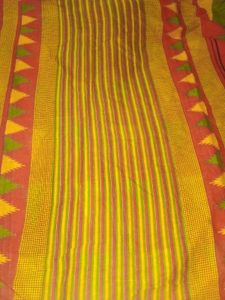 Womens Red With Yellow And Green Saree.