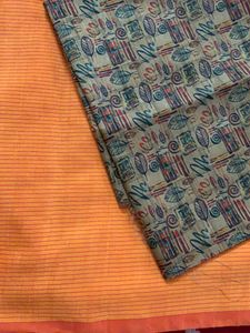 Beautiful Coral Orange Saree With Blouse