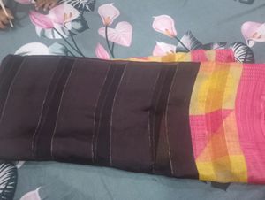 Brown Satin Patta Saree