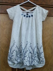 Off White Top With Blue Design