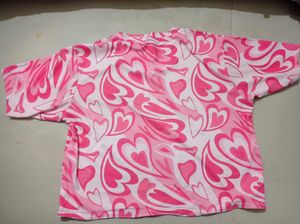 Pink Heart Print T-Shirt