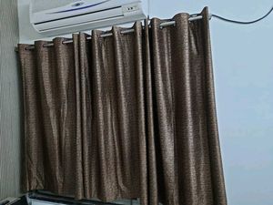 Brown Curtain Set- Silk, Elegant Window curtains