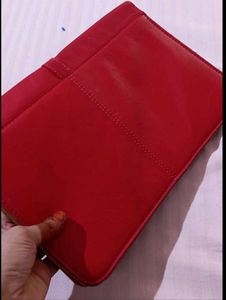Red &amp; Brown Leather Clutch