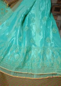 Elegant Mint Green Ethnic Semi Stitch lenhga Gown