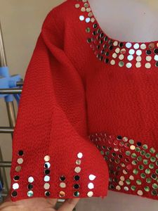 Red Mirror Work Blouse