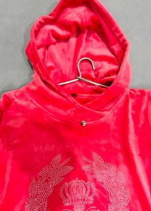 Pink rabbit fur hoody Top