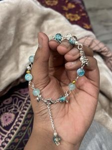 blue Beaded Charm Bracelet