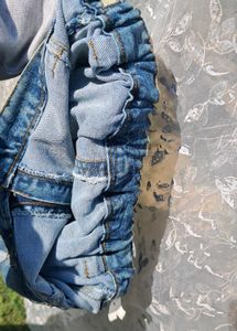 Denim Skirt with Floral Design