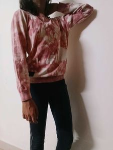 Pink And White Tie&amp;Dye Sweatshirt