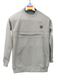 Big Pocket Grey Color Fleece Sweatshirt