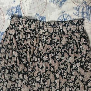 Cute Paisley Print Wide Leg Black Pants