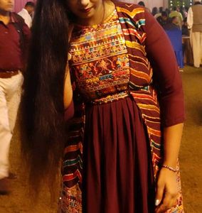 Wine Color Gown With Shrug