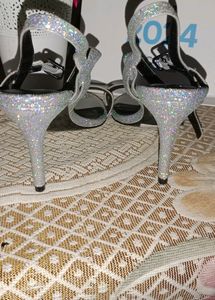 silver glitter heels