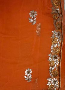 Orange Embroidered Saree.
