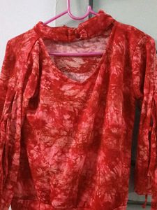 Red Tie-Dye Blouse