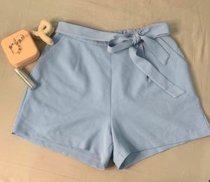 Cute Blue Tie Waist Shorts