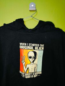 Black Graphic Print Hoodie