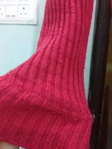 Red Knit Long Sleeve Top