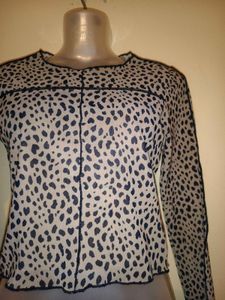 Size S Animal Print Sheer Top