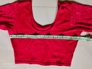 Red Lace Sleeve Blouse