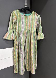 Girls' Green Patterned Dress