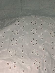 White Eyelet Blouse with Ruffle Sleeves