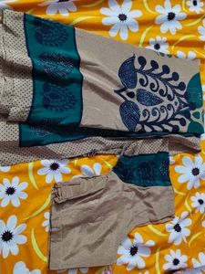 Elegant Beige & Green Saree with Blouse