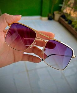 Gold Frame Purple-Pink Gradient Sunglasses