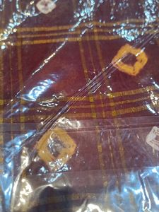 Burgundy &amp; Gold Patterned Saree (Minor Issue)