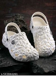 White Geometric Clogs