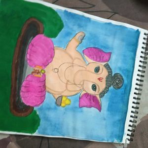 Handmade Lord Ganesha Watercolor Painting