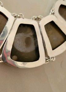 92.5 Sterling Silver Unique Stone Necklace