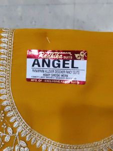 Golden Embroidery Mustard Colour  Unstitched Suit