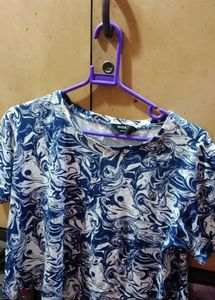 Blue & White Print Top
