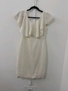 White Ruffle Bodycon Dress