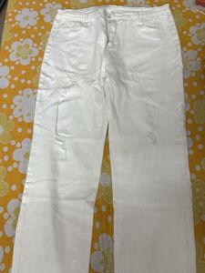 Distressed White Leg Jeans